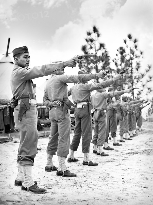 Sergeant Franklin Williams and soldiers of 41st Engineers at pistol practice
