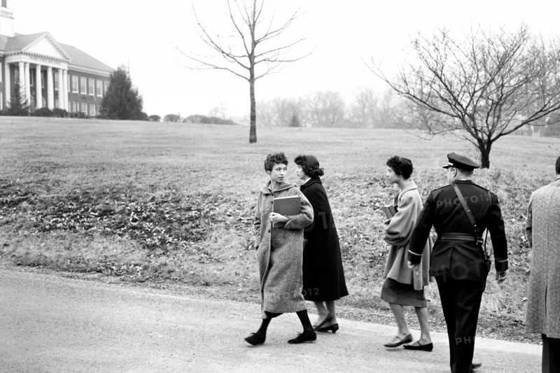African American students walking up driveway