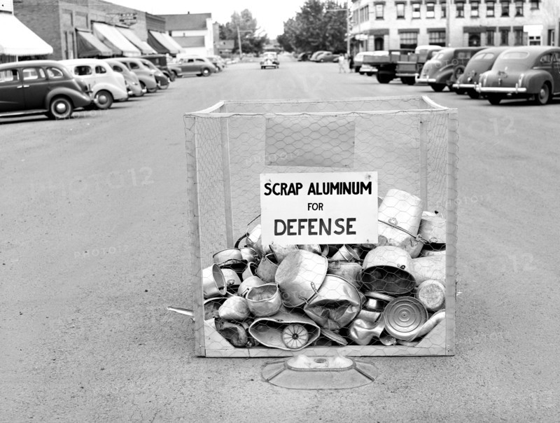 Collection of scrap aluminum for defense. Nez Perce, Idaho, USA, Russell Lee, U.S. Farm Security Administration