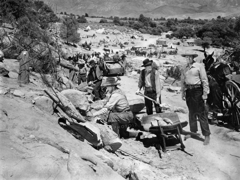 Albert Dekker (right), on-set of the film, "Buckskin Frontier", United Artists, 1943