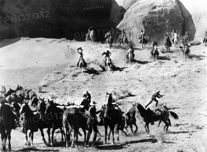 U.S. Army fighting the Cheyenne, on-set of the film, "Cheyenne Autumn", Warner Bros., 1964