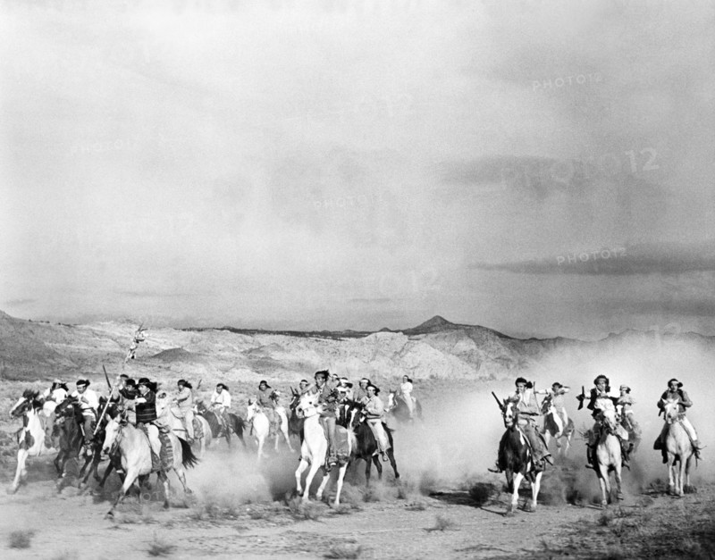 Native American Indian fighters on horseback, on-set of the film, "Bullet For A Badman", Universal Pictures, 1964