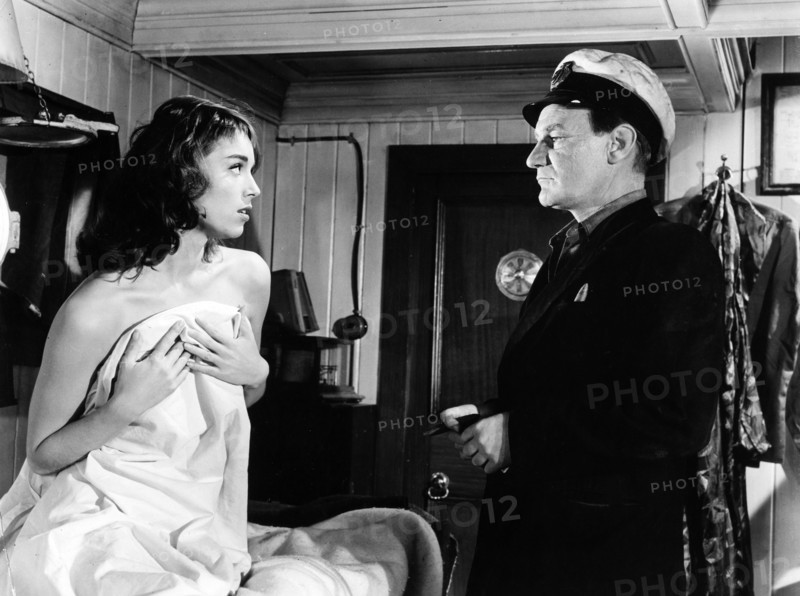 Elsa Martinelli, Trevor Howard, on-set of the film, "Stowaway Girl", original title: "Manuela", Paramount Pictures, 1957