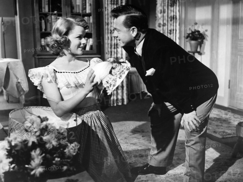 Sally Forrest, Mickey Rooney, on-set of the film, "The Strip", MGM, 1951