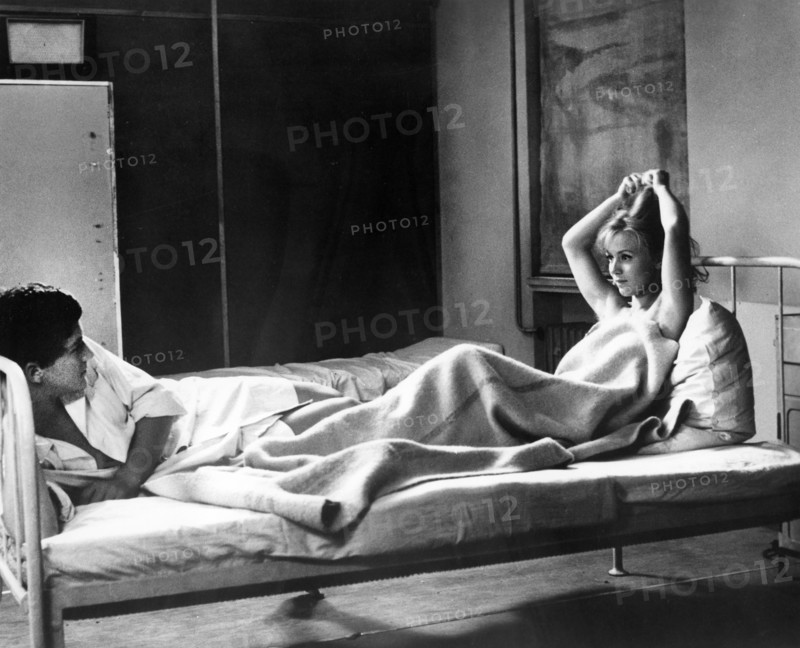 Josef Cap, Jaroslava Obermaierová, on-set of the Czech film, "Souhvezdí panny", English title, "Sign Of The Virgo", 1965