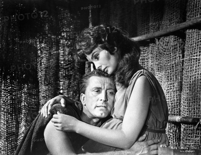 Kirk Douglas, Jean Simmons, on-set of the film, "Spartacus", Universal Pictures, 1960