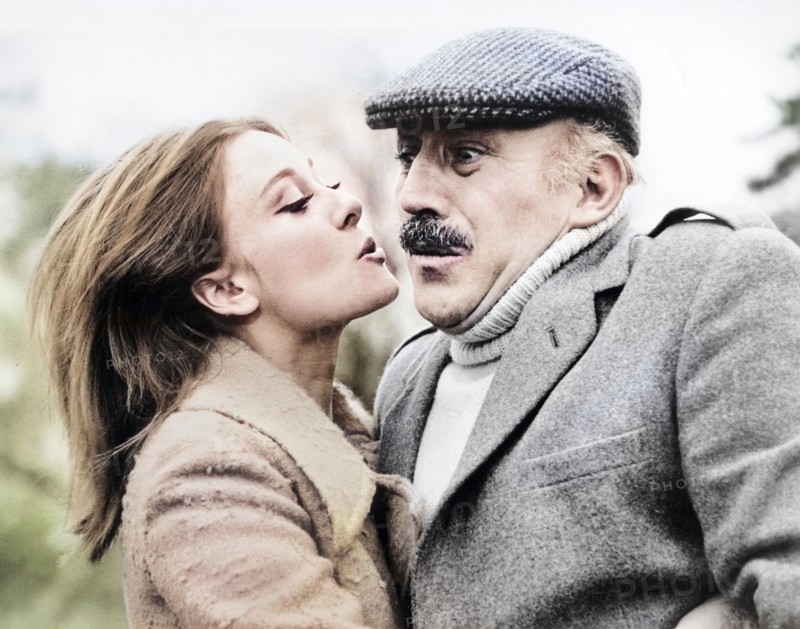 Gabriella Licudi, Lionel Jeffries, on-set of the film, "You Must Be Joking!", Columbia Pictures, 1965