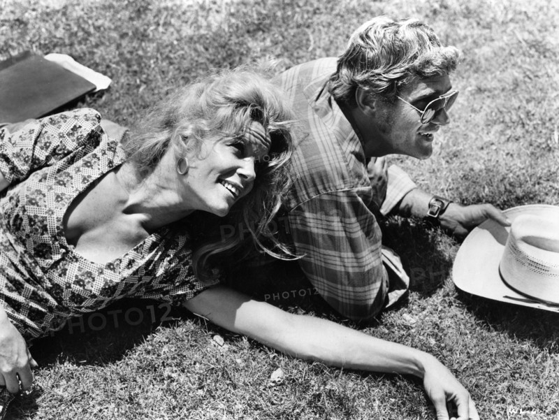 Jennifer Billingsley, Bo Hopkins, on-set of the film, "White Lightning", United Artists, 1973