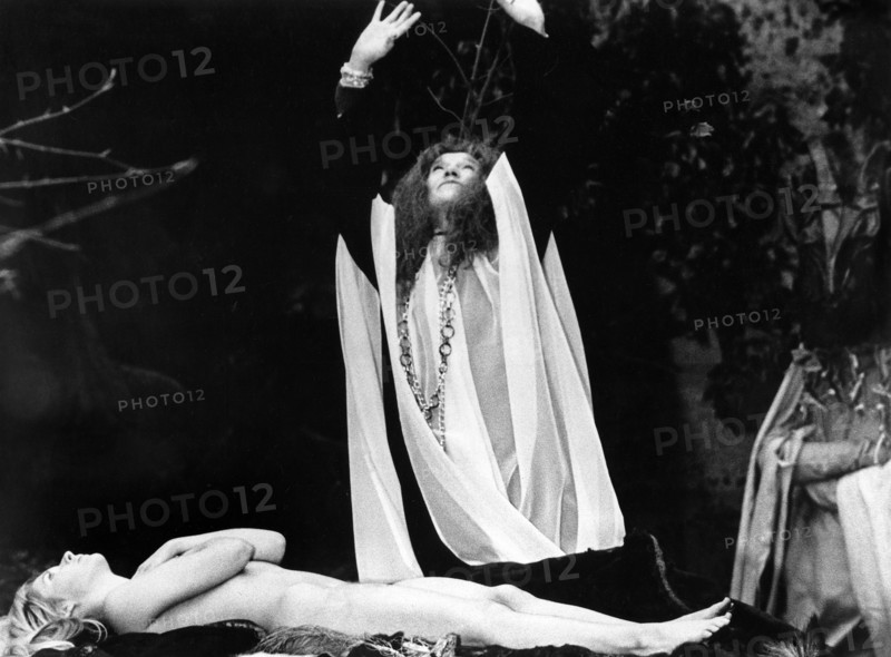 Elisabeth Bergner, Jane Deady, on-set of the British film, "Cry Of The Banshee", American International Pictures, 1970