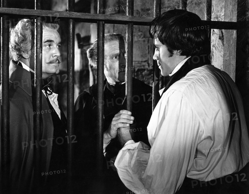 Clifford Evans, John Gabriel, Oliver Reed, on-set of the film, "The Curse Of The Werewolf", Universal Pictures, 1961