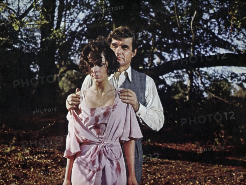 Nike Arrighi, Leon Greene, on-set of the British film, "The Devil Rides Out", U.S. title: "The Devil's Bride", Warner-Pathé Distributors, 20th Century-Fox, 1968