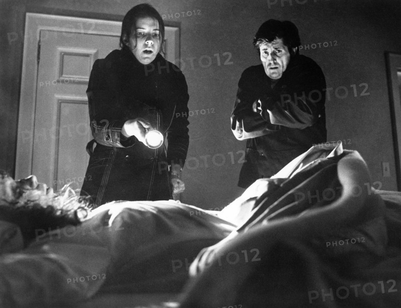 Linda Blair, Kitty Winn, Jason Miller, on-set of the film, "The Exorcist", Warner Bros., 1973