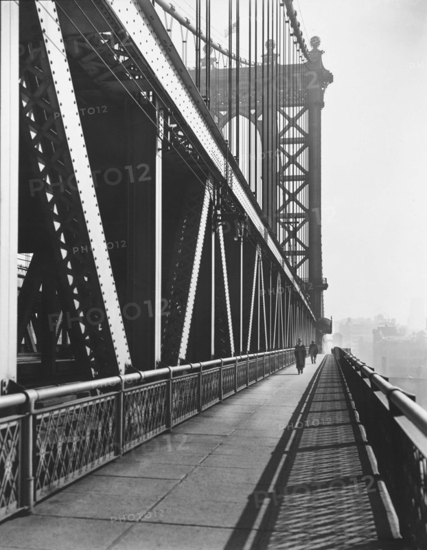 Pedestrian walkway, Manhattan Bridge, New York City, New York, USA, Berenice Abbott, Federal Art Project, "Changing New York", 1936
