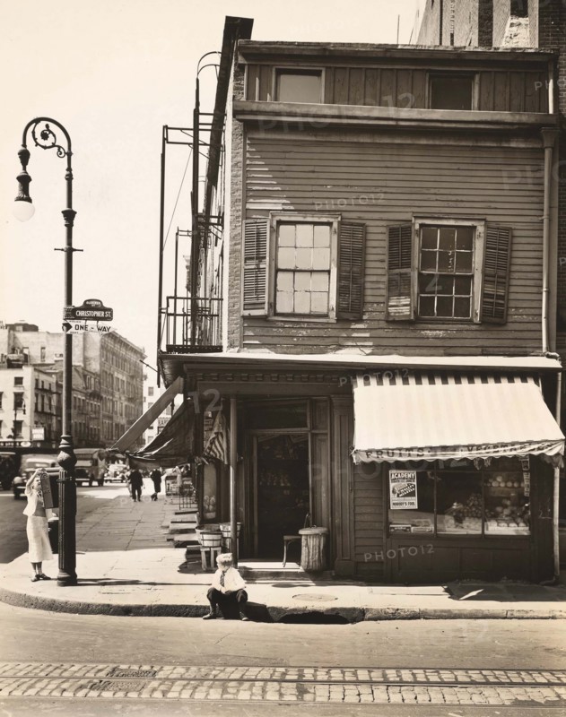 Christopher and Bleeker Streets, New York City, New York, USA, Berenice Abbott, Federal Art Project, "Changing New York", June 1938