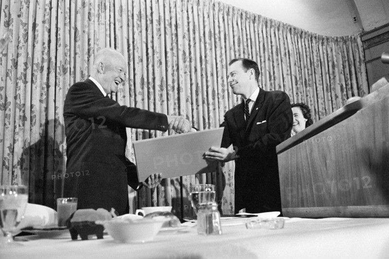 U.S. President Dwight D. Eisenhower shaking hands with member of Young Republicans at event, Willard Hotel, Washington, D.C., USA, Warren K. Leffler, U.S. News & World Report Magazine Photograph Collection, January 20, 1960