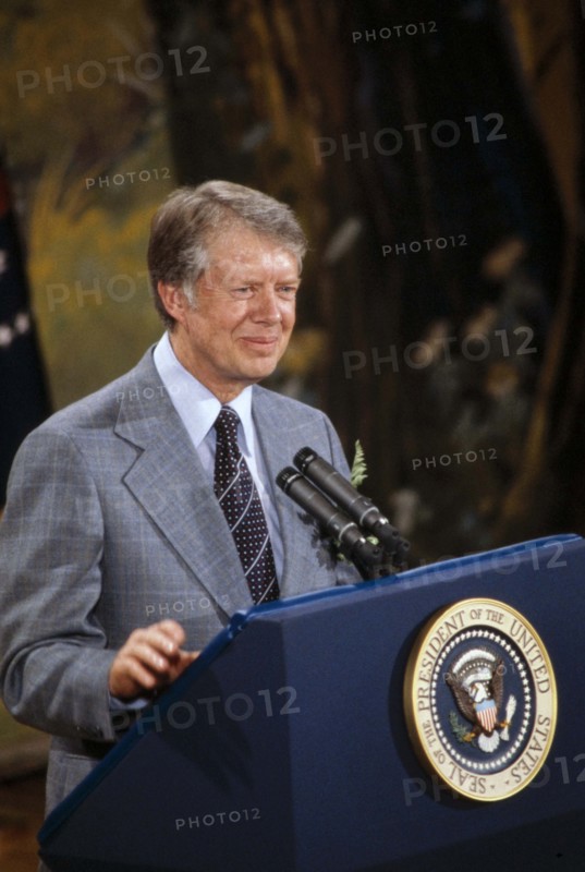 U.S. President Jimmy Carter participating in town hall meeting,  Clinton, Massachusetts, USA, Bernard Gotfryd, March 16, 1977