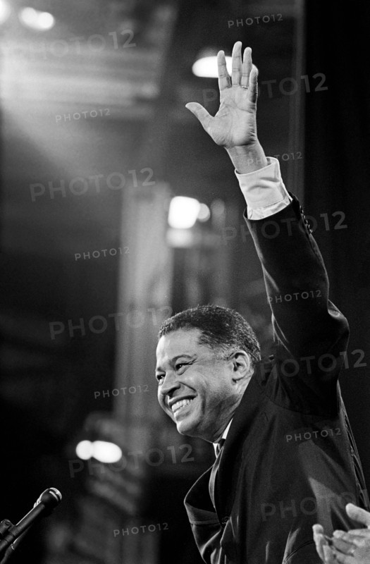 Massachusetts Senator Edward Brooke waves to the crowd at the 1968 Republican National Convention, Miami, Florida, USA, Warren K. Leffler, U.S. News & World Report Magazine Photograph Collection, August 5, 1968