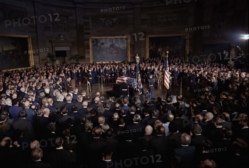 Former U.S. President Lyndon B. Johnson lying in state, U.S. President Richard M. Nixon, members of Congress, and others paying respects, President's Room, U.S. Capitol, Washington, D.C., USA,  Frank Wolfe, January 24, 1973