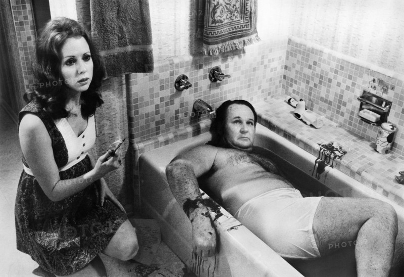 Mary Stoddard, John Dennis, on-set of the film, "Mama's Dirty Girls", Premiere Releasing Organization, 1974