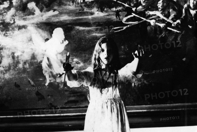 Nicoletta Elmi, on-set of the film, "Night Child", aka "The Cursed Medallion", "Together Forever", Italian International Film, 1975