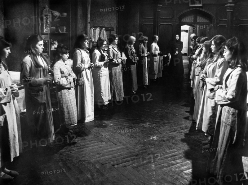 Candida Rosada (standing center between 2 rows of girls), on-set of the Spanish film, "The House That Screamed", Spanish title: "La residencia", aka "The Finishing School", Regia-Arturo González Rodríguez, 1969