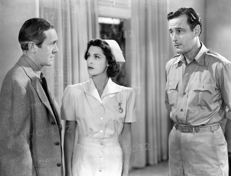 James Bell, Frances Dee, Tom Conway, on-set of the film, "I Walked With A Zombie", RKO Radio Pictures, 1943
