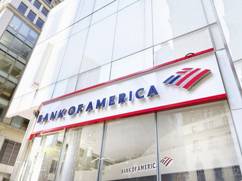 Bank of America branch office, exterior view, New York City, New York, USA
