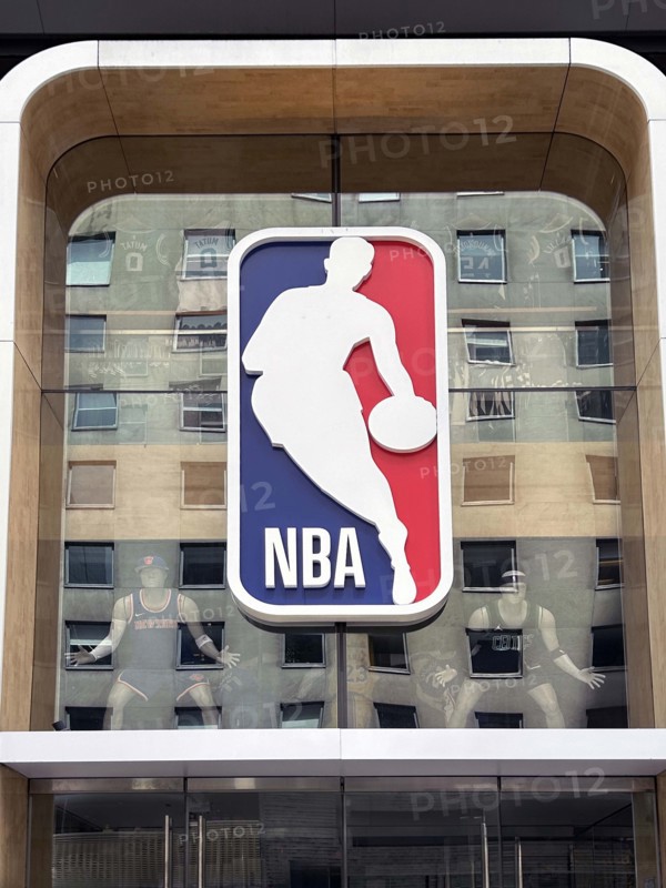 NBA store, building exterior with company logo, Fifth Avenue, New York City, New York, USA