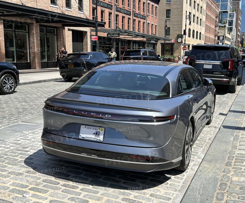 Lucid EV car, street scene, Meatpacking District, New York City, New York, USA