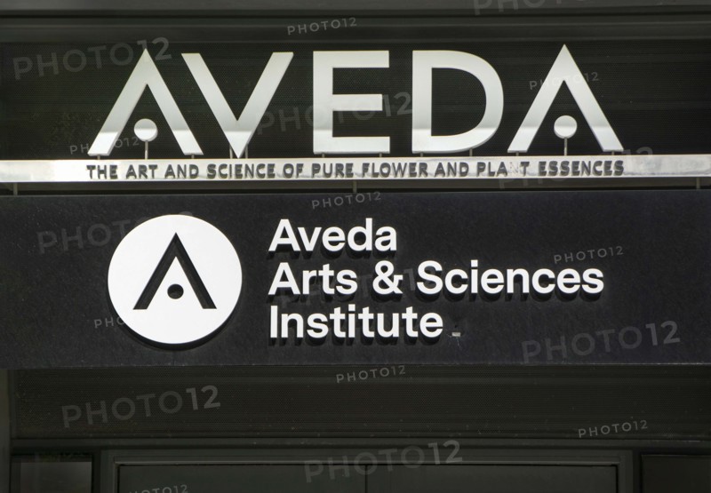 Aveda Arts and Sciences Institute, close-up of building sign, Spring Street, New York City, New York, USA