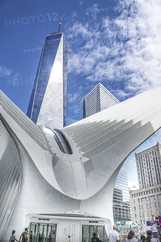Oculus Transportation Hub and One World Trade Center, Financial District, New York City, New York, USA