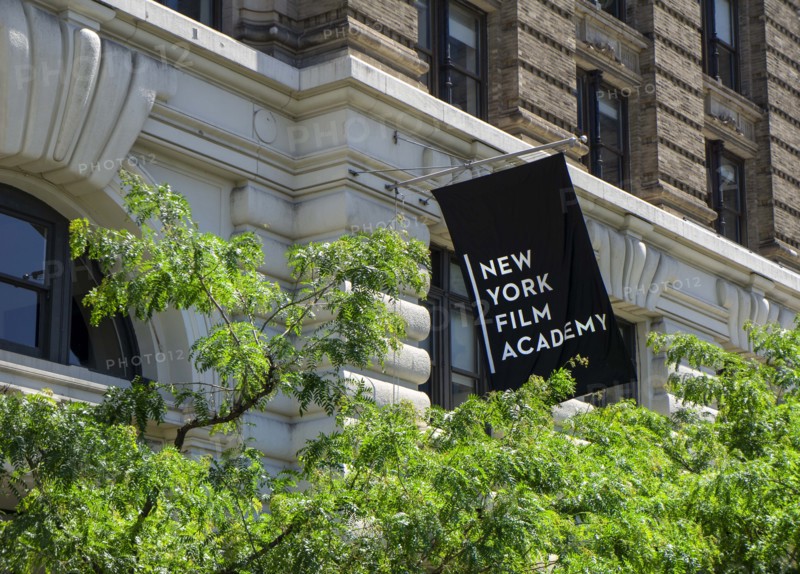 New York Film Academy, building exterior with hanging banner, New York City, New York, USA
