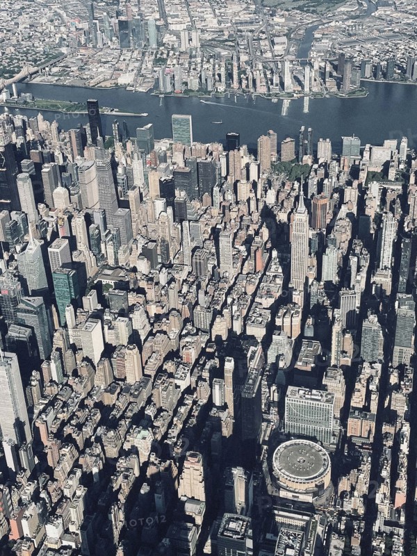 Aerial view of midtown Manhattan with Madison Square Garden and Empire State Building, New York City, New York, USA