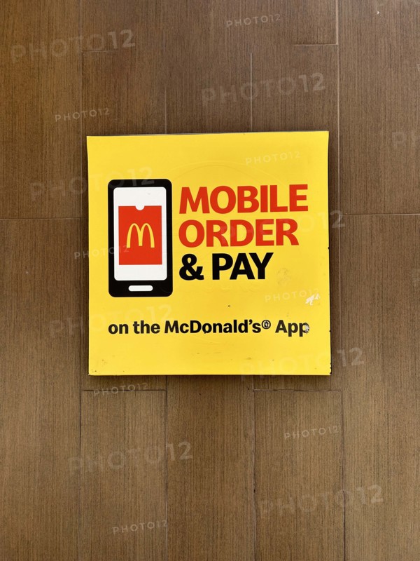 Mobile Order and Pay sign, McDonald's, New York City, New York, USA