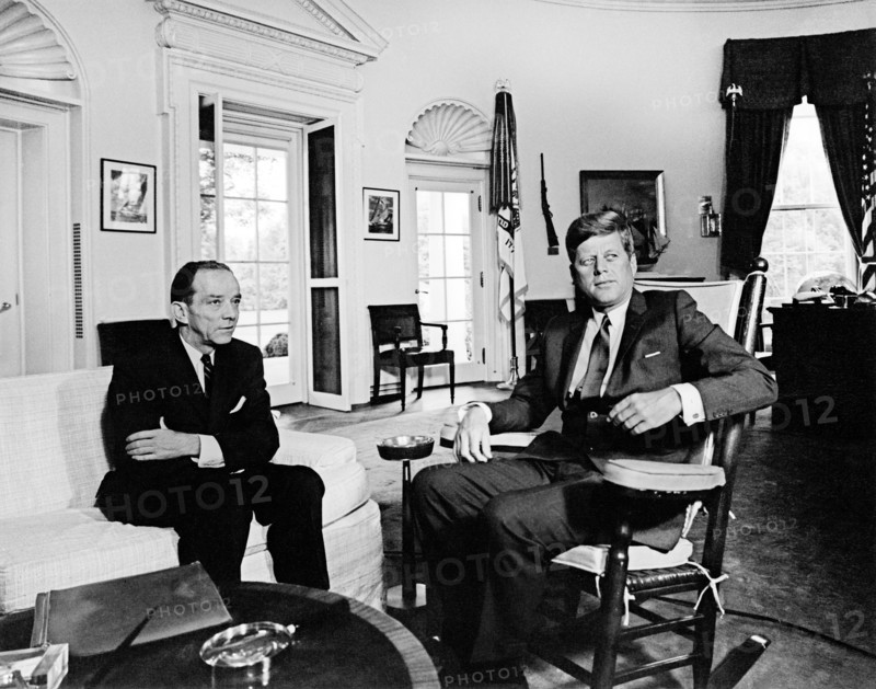 Foy Kohler, U.S. Ambassador to the Soviet Union meeting with U.S. President John F. Kennedy, Oval Office, White House, Washington, D.C., Abbie Rowe, White House Photographs, September 17, 1963
