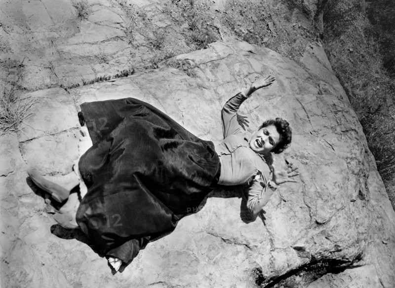 Gloria Castillo, on-set of the film, "Teenage Monster", Howco International, 1957