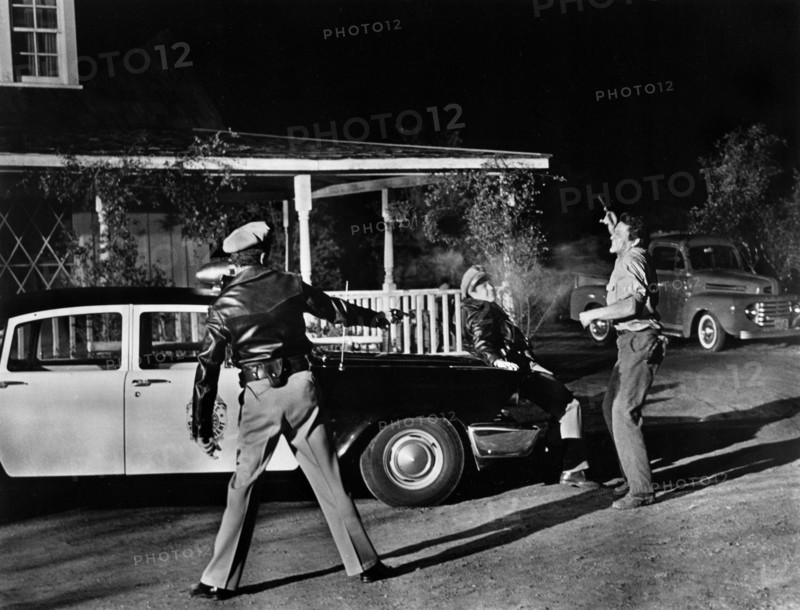 Charles Horvath (far right), on-set of the film, "The Thing That Couldn't Die", Universal Pictures, 1958