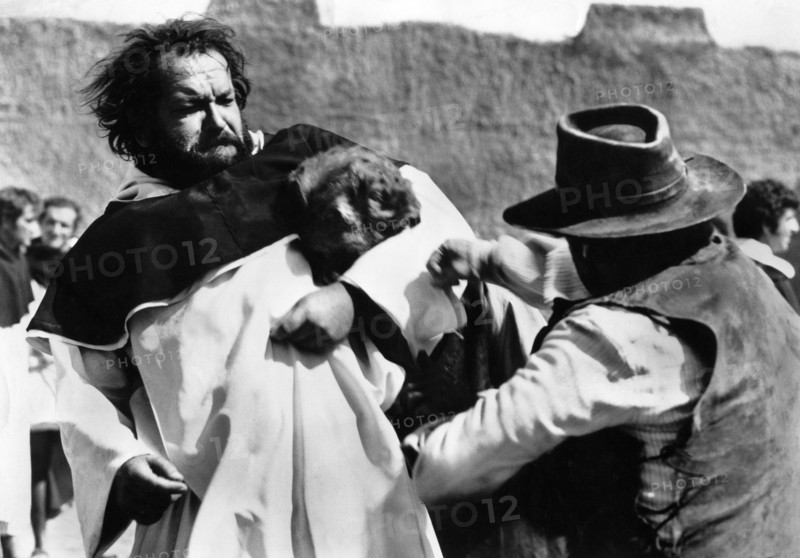 Bud Spencer (left), on-set of the Italian western film, "Trinity Is Still My Name", Italian title: "continuavano a chiamarlo Trinità", Avco Embassy Pictures, 1971