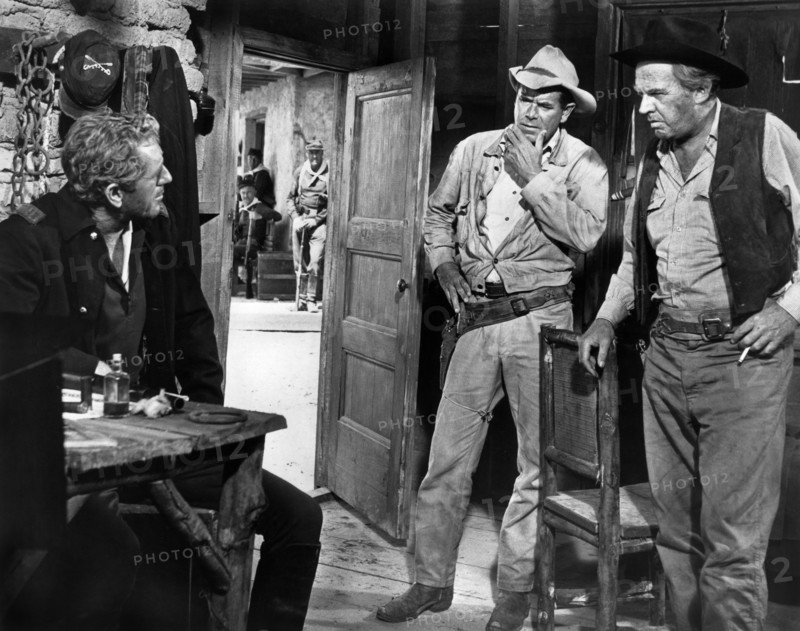 John Anderson, Glenn Ford, Arthur Kennedy, on-set of the western film, "Day Of The Evil Gun", MGM, 1968