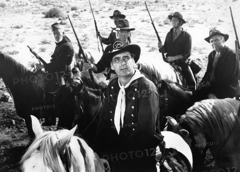 Rory Calhoun (foreground, center), on-set of the western film, "Finger On The Trigger", Allied Artists, 1965