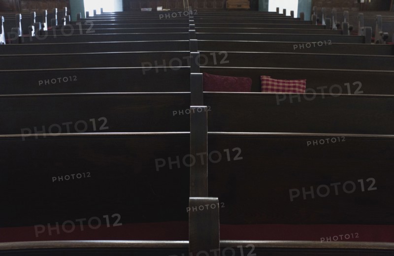 Rows of church pews