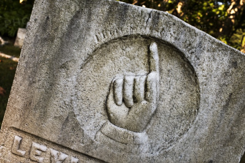Old headstone at cemetery