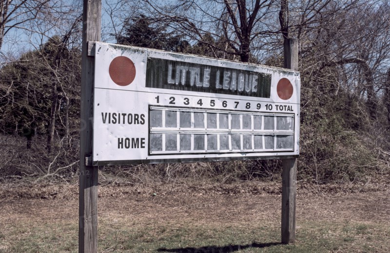 Old-fashioned little league baseball scoreboard