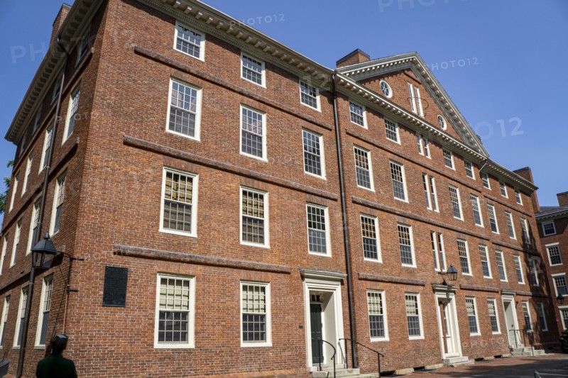 Hollis Hall, freshman dormitory, building exterior, Harvard Yard, Harvard University, Cambridge, Massachusetts, USA