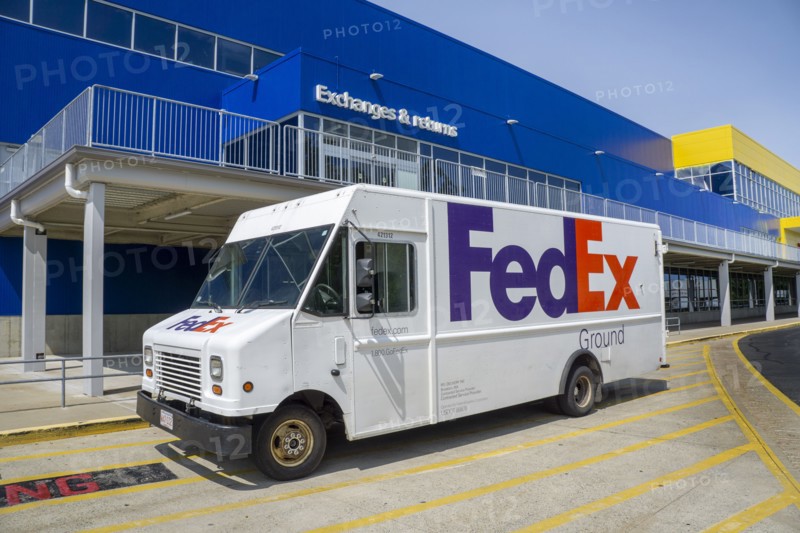 IKEA Home Furnishings Store, building exterior with FedEx truck, Stoughton, Massachusetts, USA