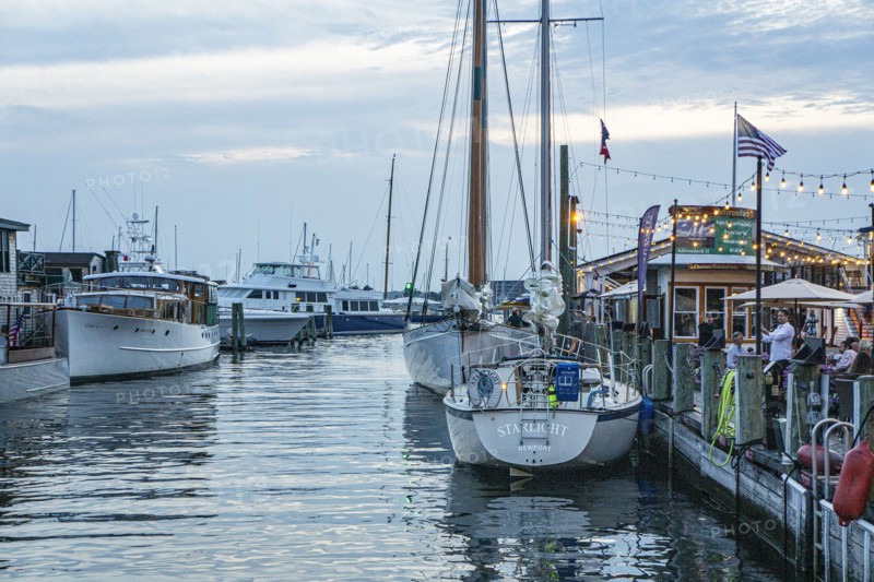 Sailboats and yachts at dock, Newport, Rhode Island, USA