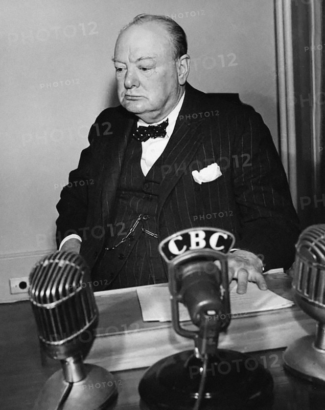 British Prime Minister Winston Churchill, attending First Quebec Conference, codenamed QUADRANT, Quebec City, Quebec, Canada, Franklin D. Roosevelt Presidential Library & Museum, August 1943