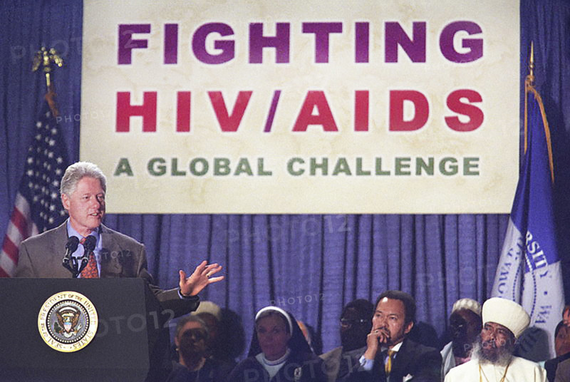 U.S. President Bill Clinton addressing World AIDS Day event, Rankin Chapel, Howard University, Washington, D.C., USA, Ralph Alswang, White House Photograph Office, December 1, 2000