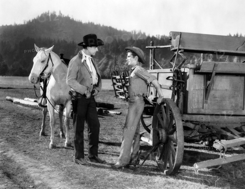 Stewart Granger, Steve Rowland, on-set of the western film, "Gun Glory", MGM, 1957
