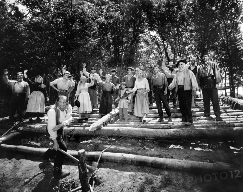 Karl Malden, Debbie Reynolds, Agnes Moorehead, Bryan Russell, Kim Charney, Carroll Baker, Tudor Owen, on-set of the western film, "How The West Was Won", MGM, 1962
